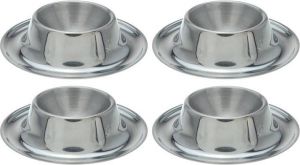 4x stuks Eierdopjes van RVS 8.5 x 2 5 cm Stapelbare eierdopjes Elk weekend en met Pasen