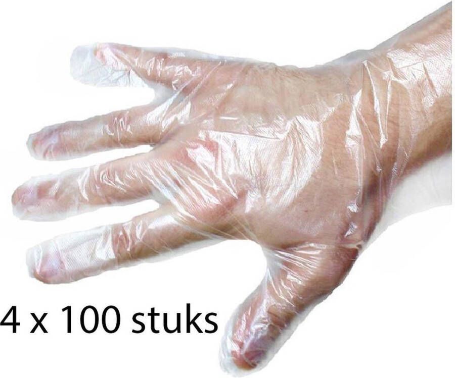 4x Transparante Plastic Wegwerp Handschoenen Maat Large 4 x 100 = 400 Stuks