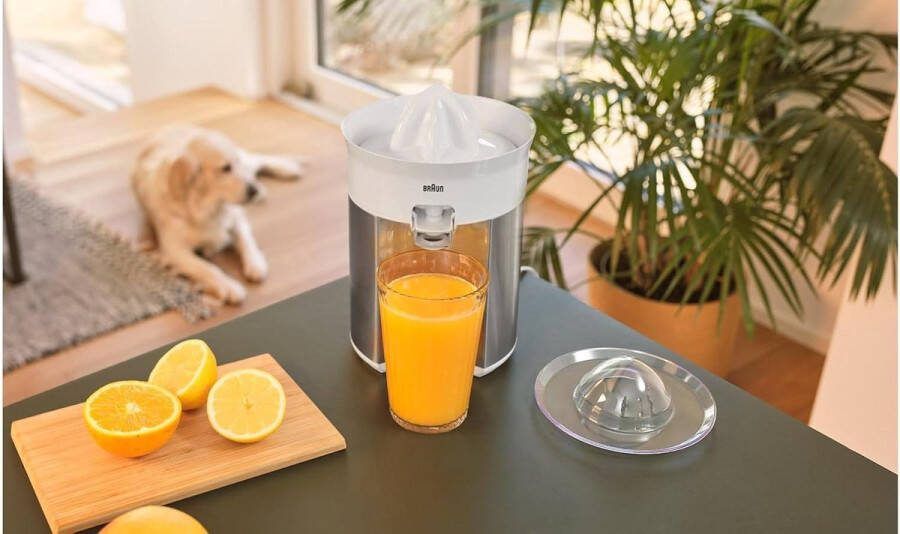 5 CJ5050 WH Citrus Juicer Direct Juice Spout Anti-Drip Spout Automatic Start Stop Easy Cleaning Direct Serving System with Protective Lid 60 W White Quick Easy Juicing