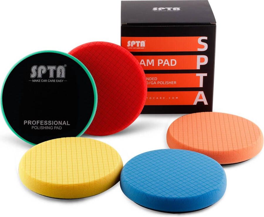 5-delige 7 inch 180 mm polijstsponzen pad wax sponzen pad polijstspons auto polijstpad spons polijstschuim pad set voor excentrische polijstmachine slijpmachine auto polijst professionele set