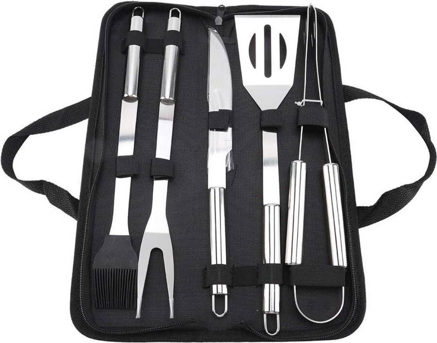 5-delige grillgereedschapsset roestvrij staal duurzaam barbecue-accessoireset buiten grillset mes vork
