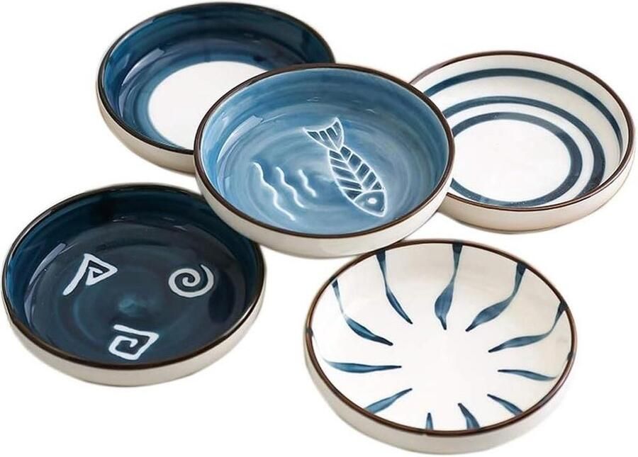 5-delige set snackschalen mini-kruidenschaal Ø 87 cm keramische schoteltjes kleine borden serviesgerei