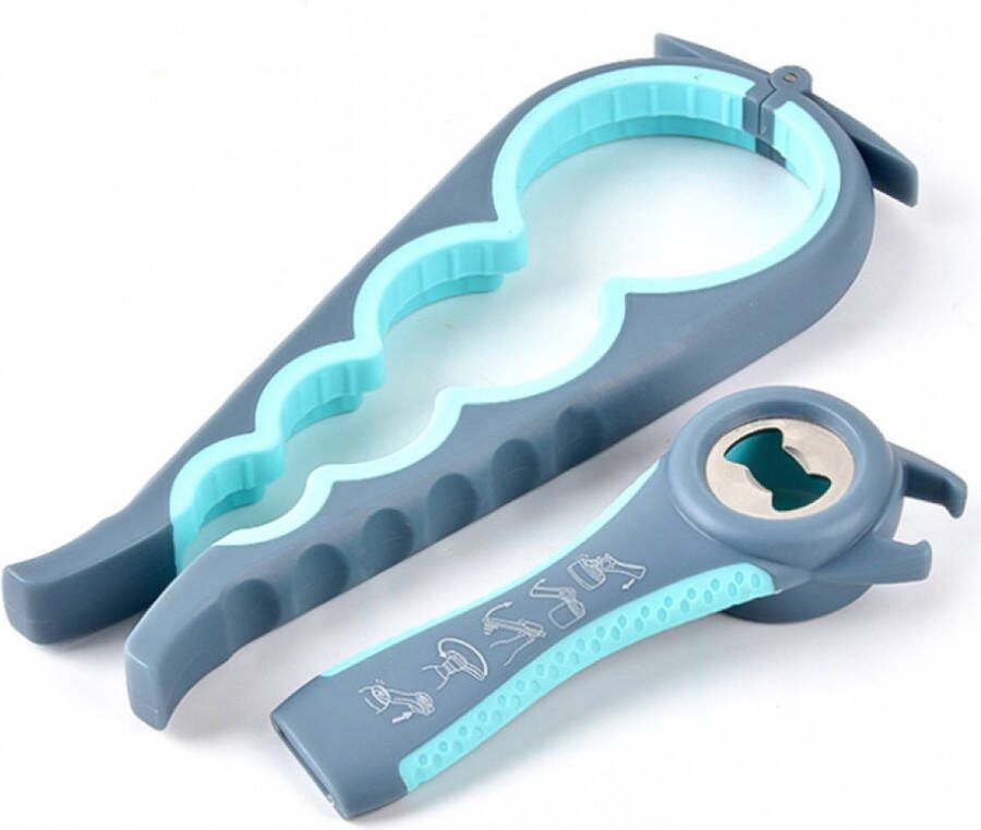 5 in 1 Multi Grip Opener Blikopener Dopopener Ergonomisch 5-in-1 opener Bieropener Flesopener -Keukengerei bierflessen plasticflessen opener blikjesheffer