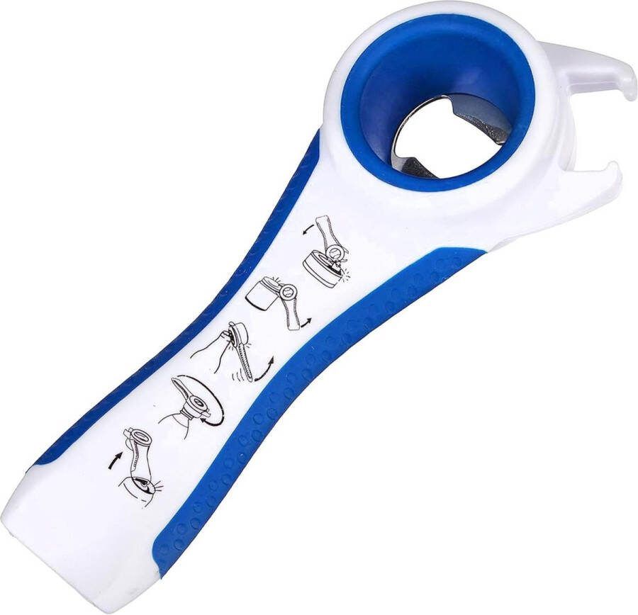 5 in 1 Multi-opener Flesopener Blikopener Wit Blauw Blikopener
