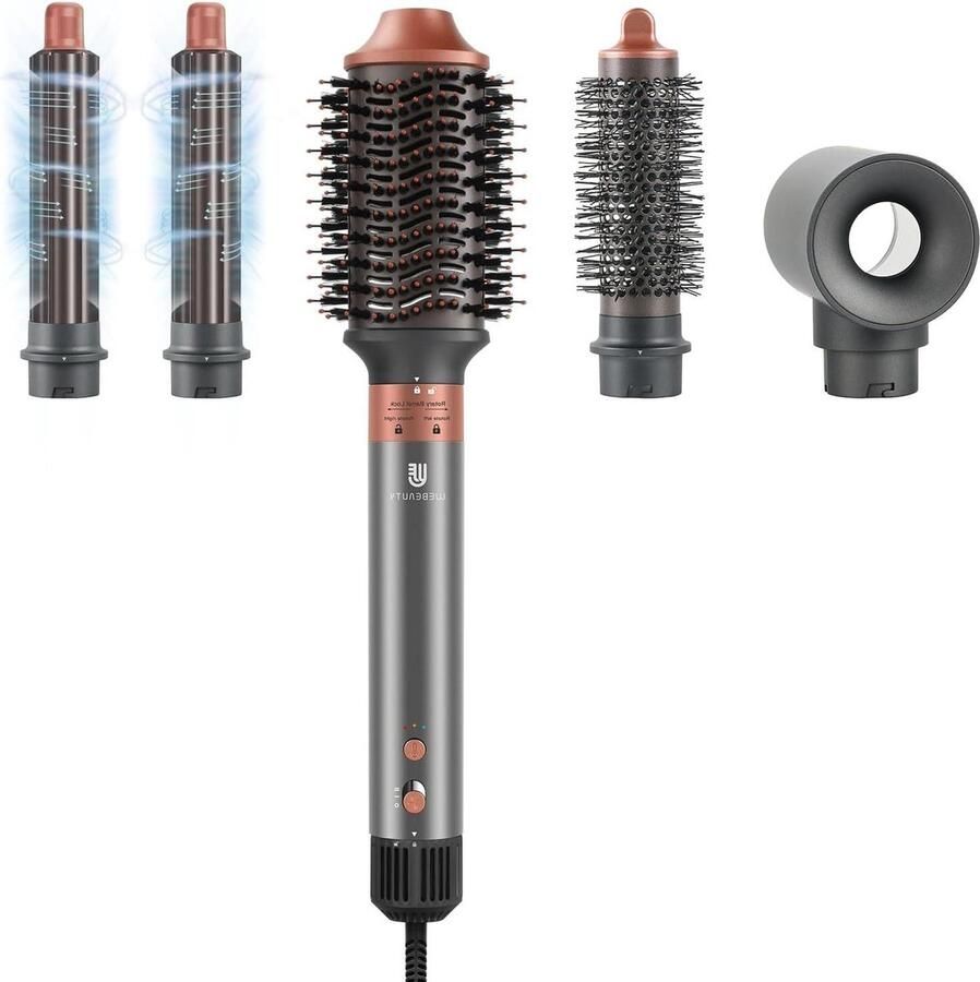 Air Styler & haardroger warme luchtborstelset negatieve ionen ronde borstelföhn automatische airflow-krultang föhnborstel volumiseren drogen motor met hoge toeren draagtas 5-in-1