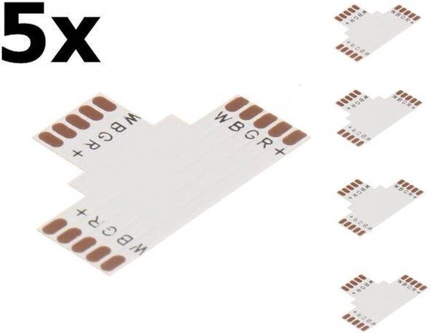 5 Stuks 10mm 5-Pin T PCB Connector voor RGB SMD5050 LED strips