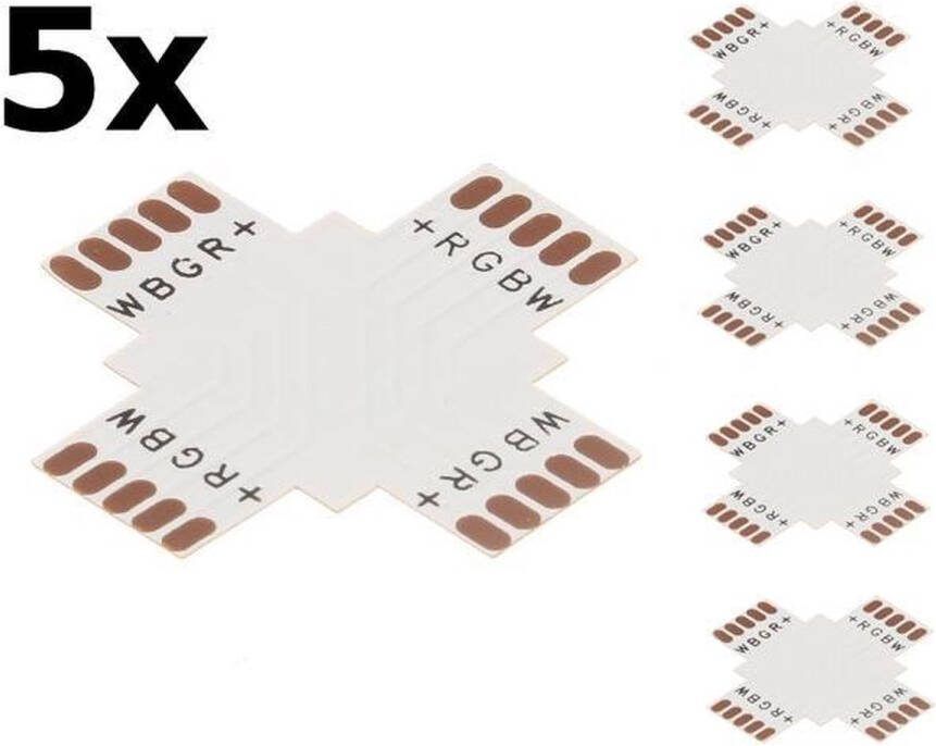 5 Stuks 10mm 5-Pin X PCB Connector voor RGB SMD5050 LED strips
