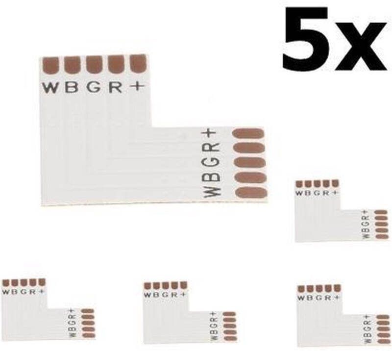 5 Stuks 12mm 5-Pin L PCB Connector voor RGB SMD5050 LED strips