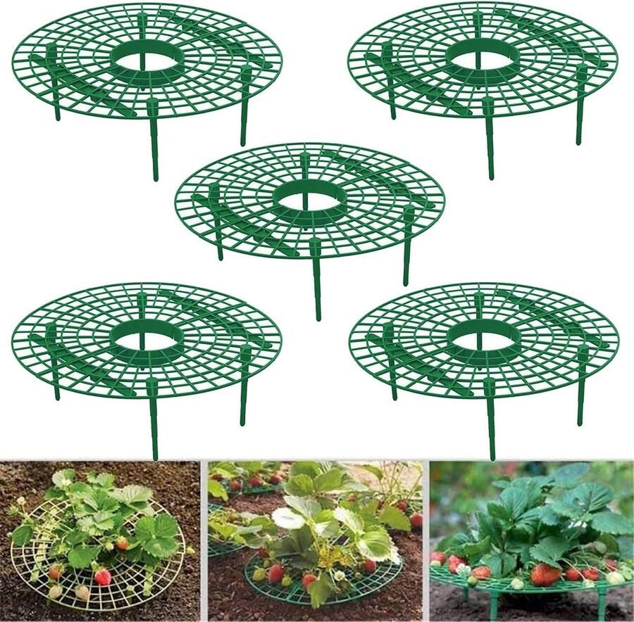 5 stuks Aardbei enbakbeugel Fruitgroene plantsplitsing Antirot en onderdak Steunframe voor tuinieren aardbei plantenrek 30 * 30 * 9 cm Groen