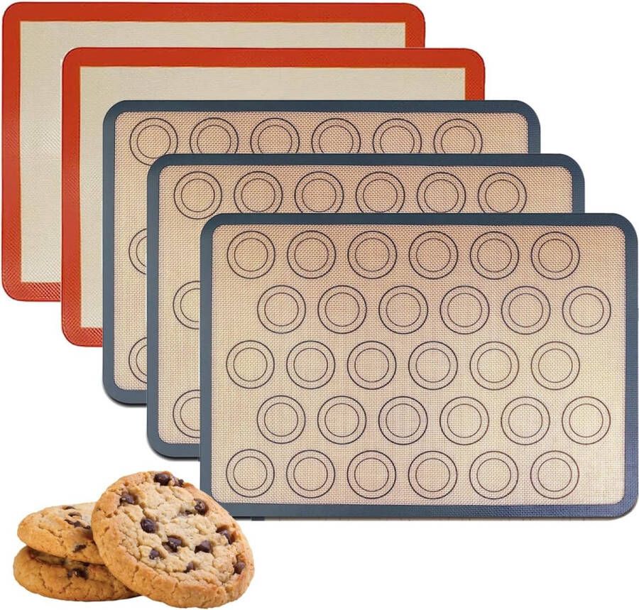 5 stuks bitterkoekjes bakmat antislip bakmat 42 cm x 29 5 cm broodmat antiaanbakmat permanente bakfolie bakpapier voor bitterkoekjes koekjes brood pizzamat