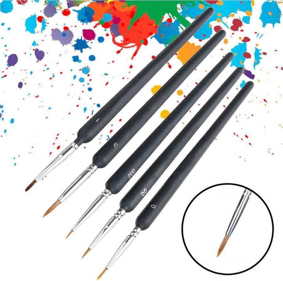 5 stuks fijne aquarel penselen