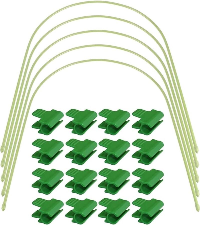 5 stuks folietunnel bogen voor verhoogd bloembed afdekking folietunnel foliekas plantentunnel bogen roestvrije broeikas tunnel voor broeikassen met 20 stuks 11 mm broeikasclips