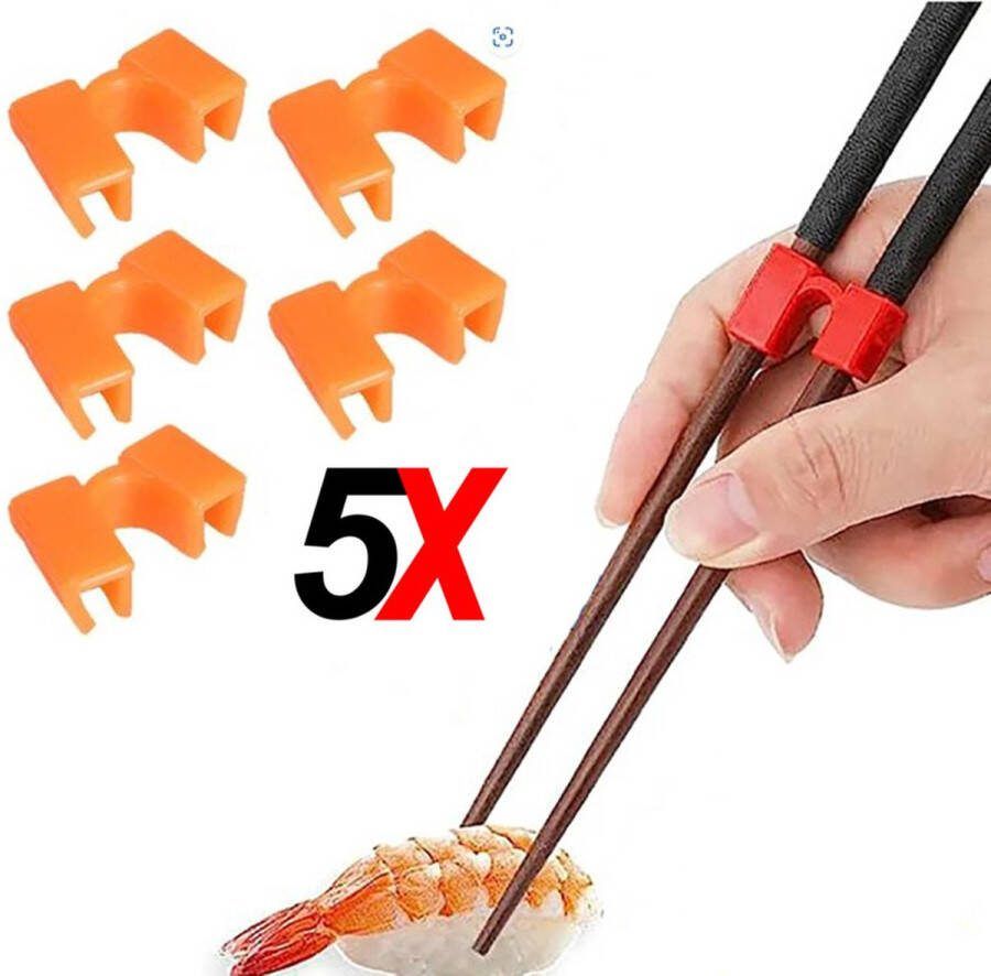 5 stuks Handige eetstokjes houder sushi servies herbruikbare stokjes Chopstick Trainers hulpstuk Oranje