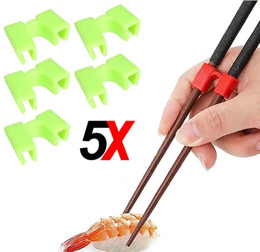5 stuks Handige eetstokjes houder sushi servies herbruikbare stokjes Chopstick Trainers hulpstuk Groen