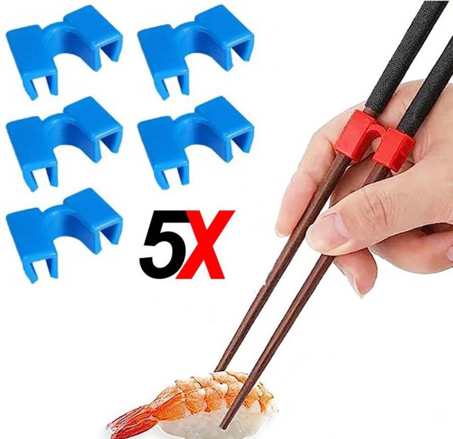 5 stuks Handige eetstokjes houder sushi servies herbruikbare stokjes Chopstick Trainers hulpstuk Blauw