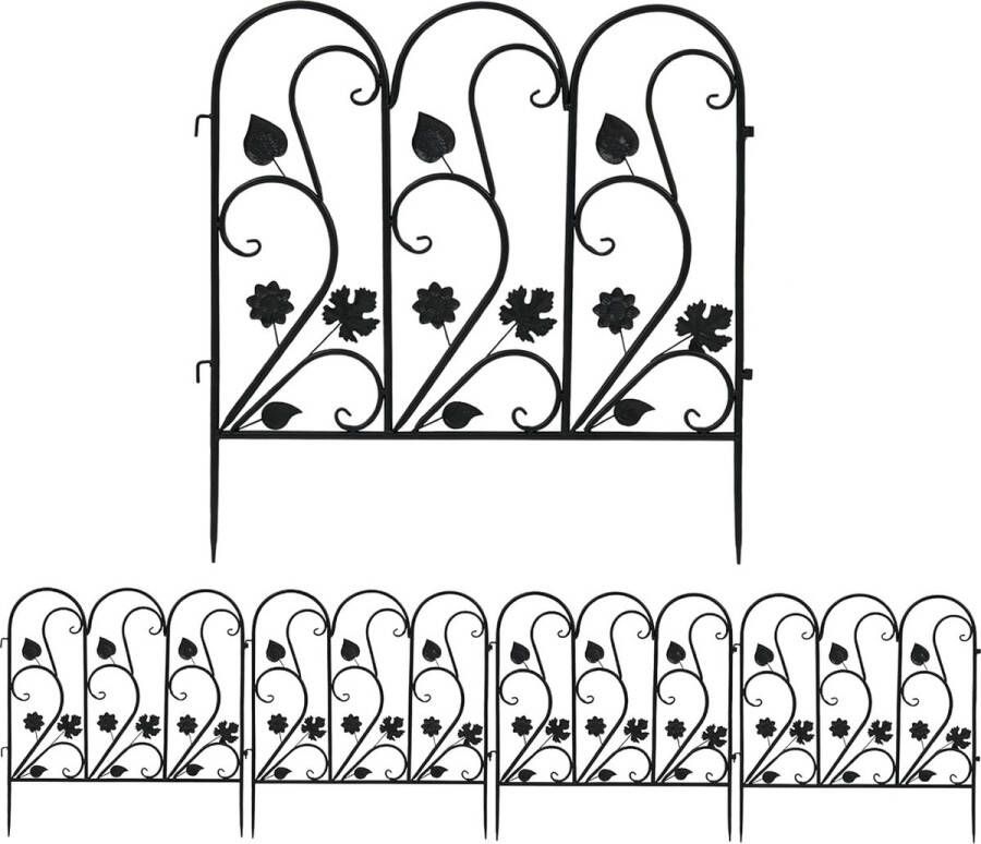 5 stuks metalen hekwerk set vijverhek tuinhek set metalen hek voor de tuin roosterhek set bovenboog hek tuin mooi decoratief hek 62 cm hoog