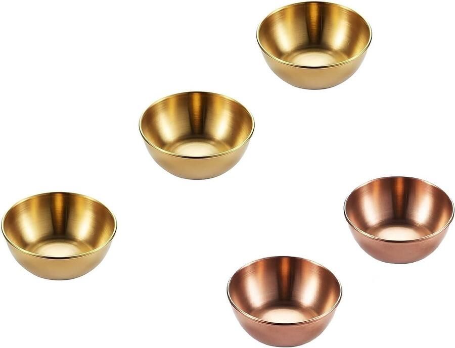 5 stuks mini dipschalen roestvrij staal sausschalen ronde sausschaaltjes sushi-dipkom gerechten schoteltjes voor ketchup zoetzure specerijen mosterd en sojasaus 8 3 x 3 cm
