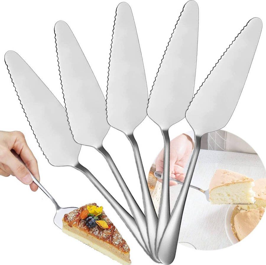 5 stuks taartscheppen taartschep van roestvrij staal gepolijst taartschep pizza-server gekartelde taartschep van roestvrij staal voor keuken dagelijkse feesten bruiloften