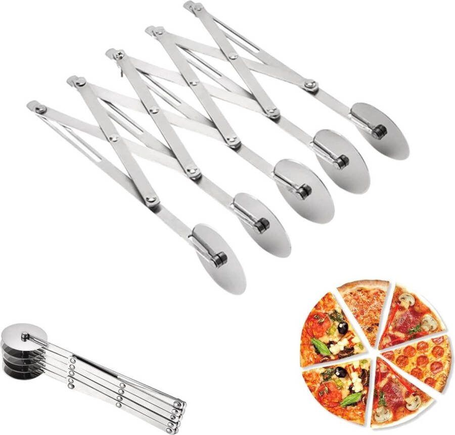 5 wielen roestvrij staal deegsnijder verstelbare en scherpe pizzasnijder voor bakken en pizza pizzasnijder
