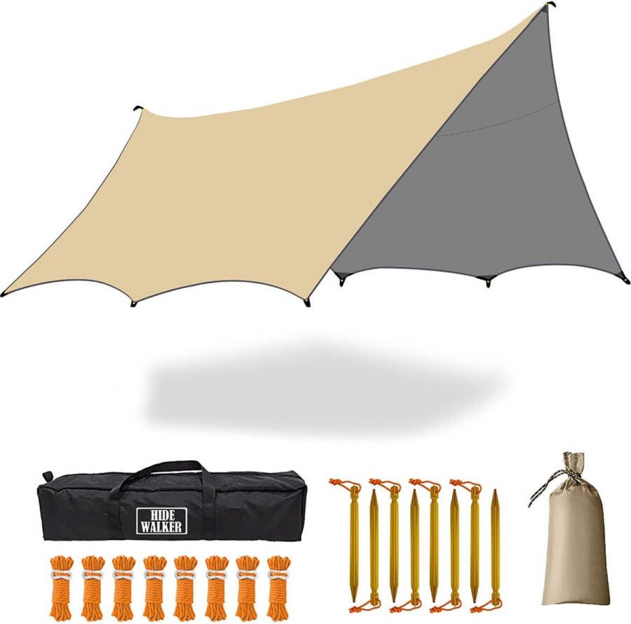 5 x 5 m groot campingzeil waterdicht tentzeil achthoek hangmat zeil regenzeil picknicktent mat outdoor survivaluitrusting