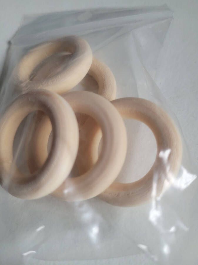 5 x Houten Hobby ringen kralen 2 2.5 cm