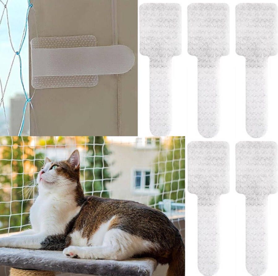 50-delige set zelfklevende haken Outdoor kattenbeschermingsnet voor balkons Zonder boren Eenvoudig aan te brengen Universeel voor balkon- en raamveiligheid
