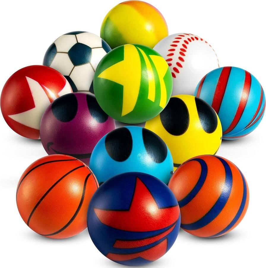 50 Mini Stressballen Assortiment Bulk 5 1 cm Zacht Speelgoed Verscheidenheidspakket Stress Ballen Knijpbare Sensorische Fidget Ballen voor Kinderen Verjaardagscadeaus voor Jongens & Meisjes