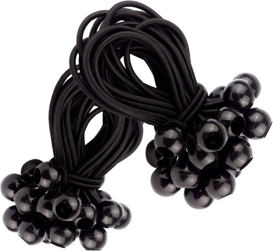 50 spanrubbers kogel zwart expanderbevestiging dekzeilen-banners aanhangers tent trampoline universale rubberen spanners