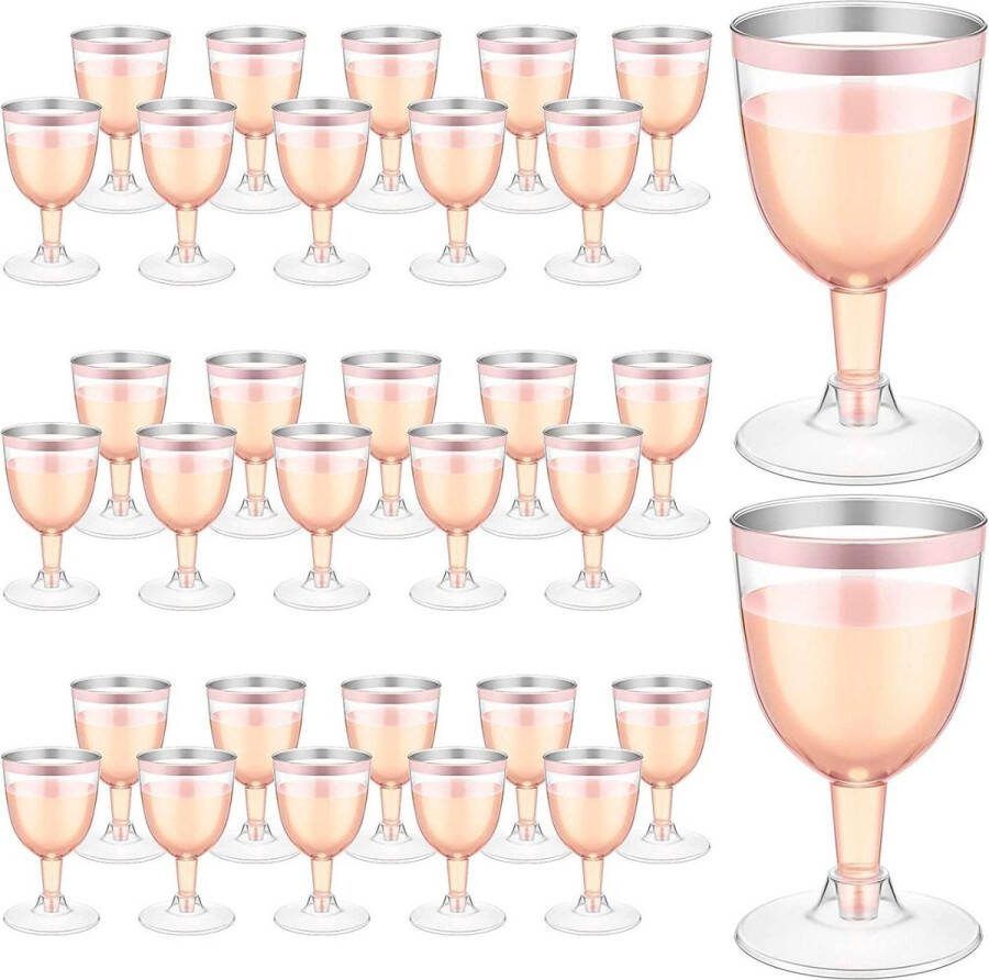 50 stuks 170 ml plastic roségoudkleurige wijnglazen herbruikbare stengel feestwijnbekers voor whisky champagne bier cocktail martini dranken (135 x 65 cm)