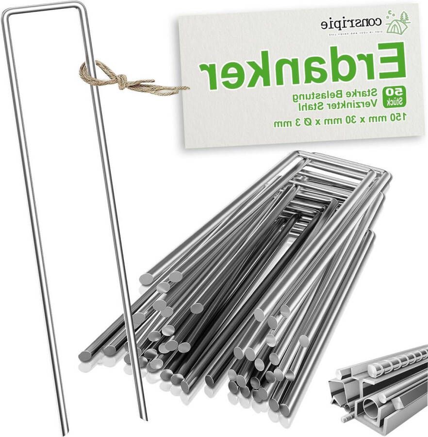 50 stuks grondankers voor worteldoek net 150 mm x 30 mm x Ø 3 mm Omheining Net