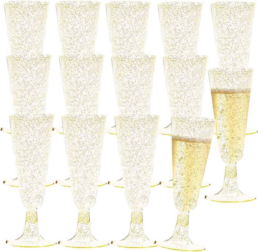 50 stuks kunststof champagneglazen herbruikbare plastic champagnefluiten (150 ml) met wijnglas marker siliconen champagne glazen voor bruiloftsfeest
