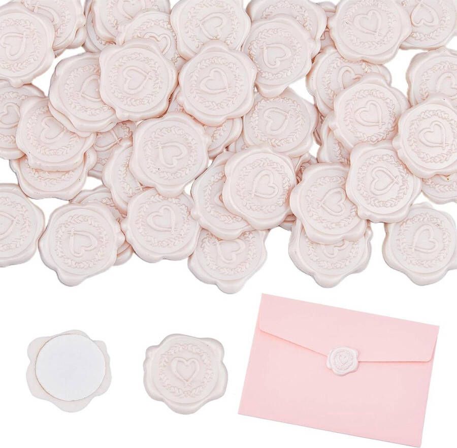 50-stuks Liefde Reath Wax Seal Stickers Garland Envelop Seals 3cm Ronde Seal Zelfklevende Sticker Wijn Label voor Afdichting Bruiloft Uitnodigingen Envelop Kaarten Geschenkdoos Decoratie