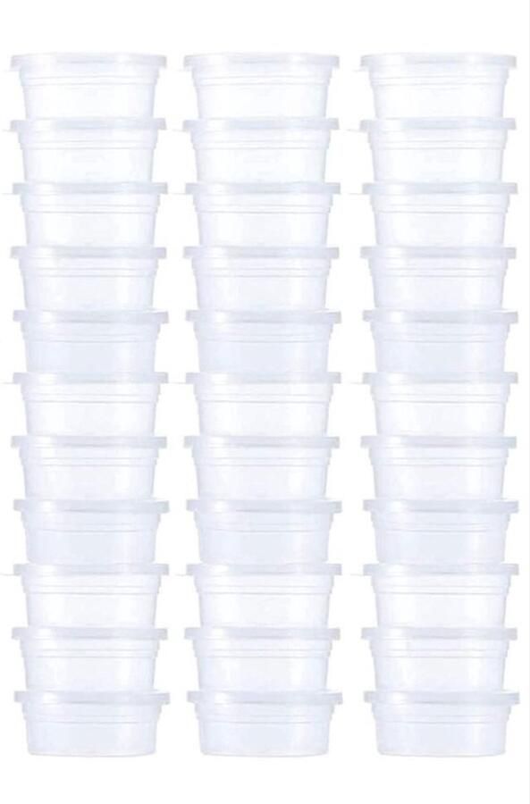 200 stuks plastic transparante kleine bakjes met losse deksels voor saus dips salades en non-food. Voor restaurants afhaalmaaltijden catering kunstwerken enz. (2 oz 50 ml)