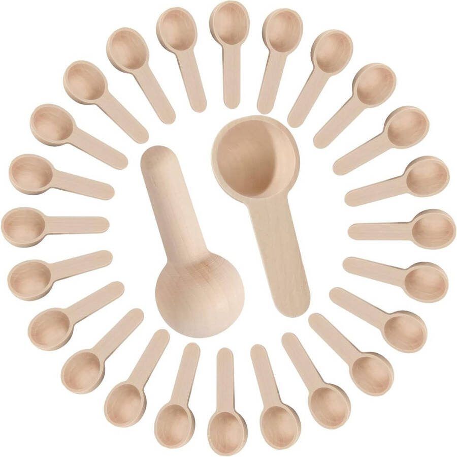50 stuks ronde houten lepels kleine keukenlepels houten kooklepels mini-kruidenlepels zoutlepels voor jampotten suiker koffie thee (6 8 x 2 4 x 1 cm)