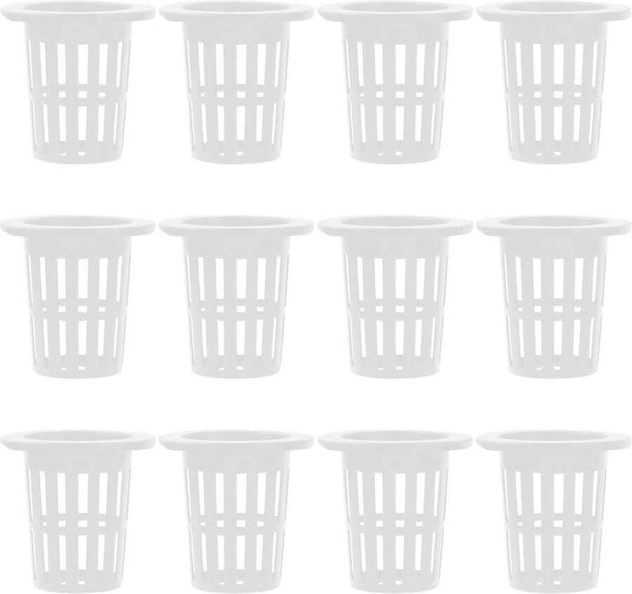 50 stuks Slotted Mesh Netto Plant Cups Hydrocultuur Baskets Net Pots Garden Plant Nursery Baskets Buckets Brede Lip Aquaponics Hydrocultuur White