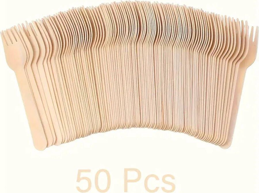 50 stuks Wegwerp dessert cake ijs houten vorken voor feestjes Vorken gemaakt van berkenhout voor afstudeerfeest verjaardagsbenodigdheden bruiloft restaurant Thanksgiving-bijeenkomst serviesgoed