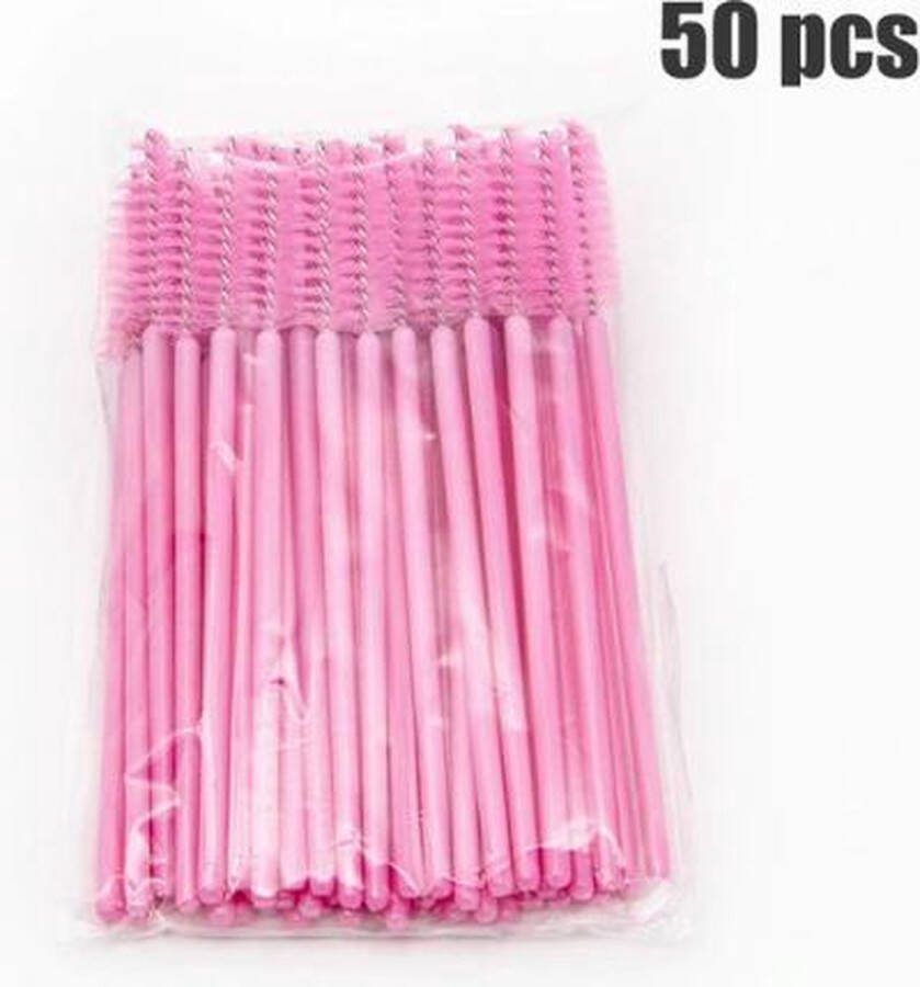 50 Stuks Wimperborstels – Mascara borstels – Nep wimpers – Kunst wimpers – Wimper extensions Roze