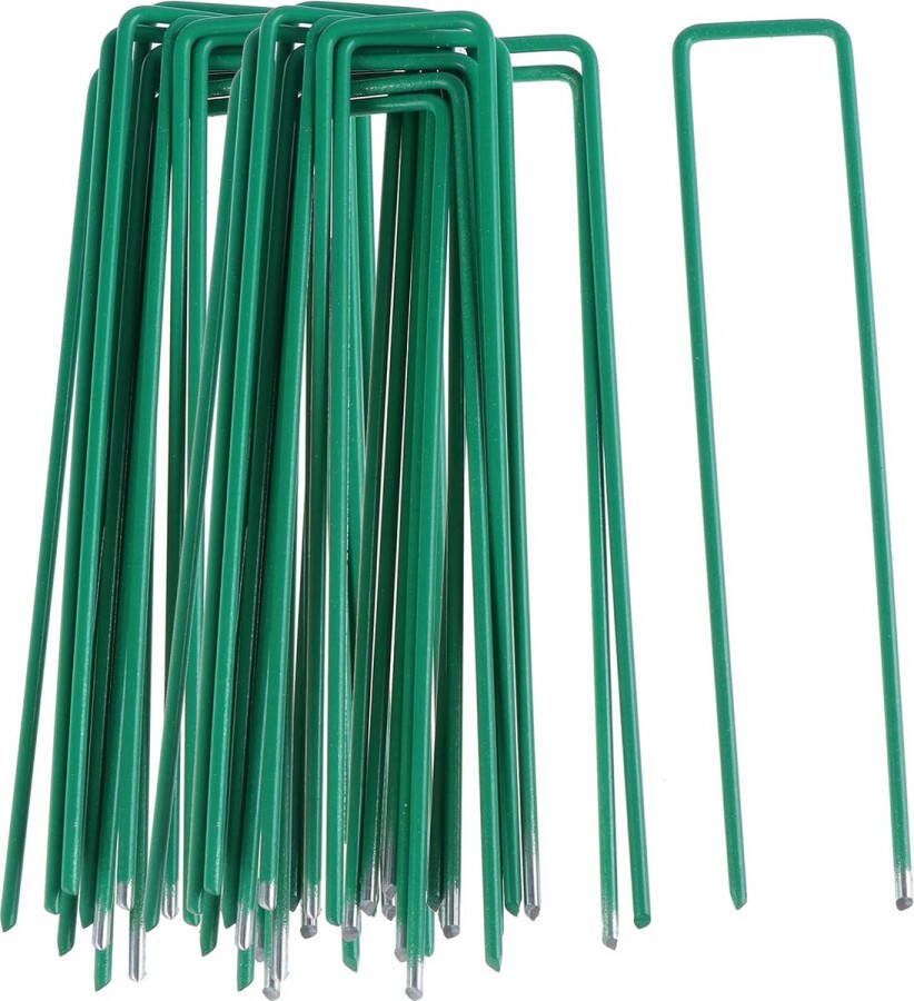 50 tuinharingen Tuinvastzetharingen Tentharingen U-vormige verankeringsnietjes Zware tuinharingen voor het vastzetten van grondbedekking (groen)