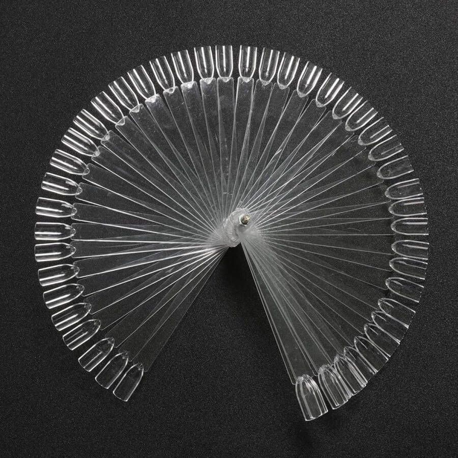 50 Valse Nail Art Tips Sticks Display Fan Board Polish Practice Clear