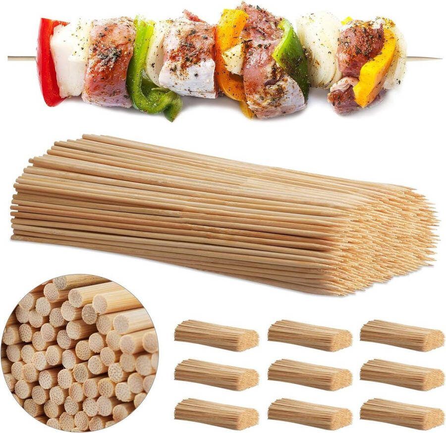 500 bamboe spiezen barbecue set voor knutselen vleesspies 30 cm lang 4 mm dik natuur