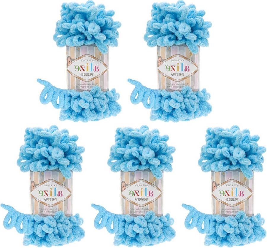 500 gram puffy super bulky vingerbreisel breiwol luswol breien zonder naald (blauw 287)