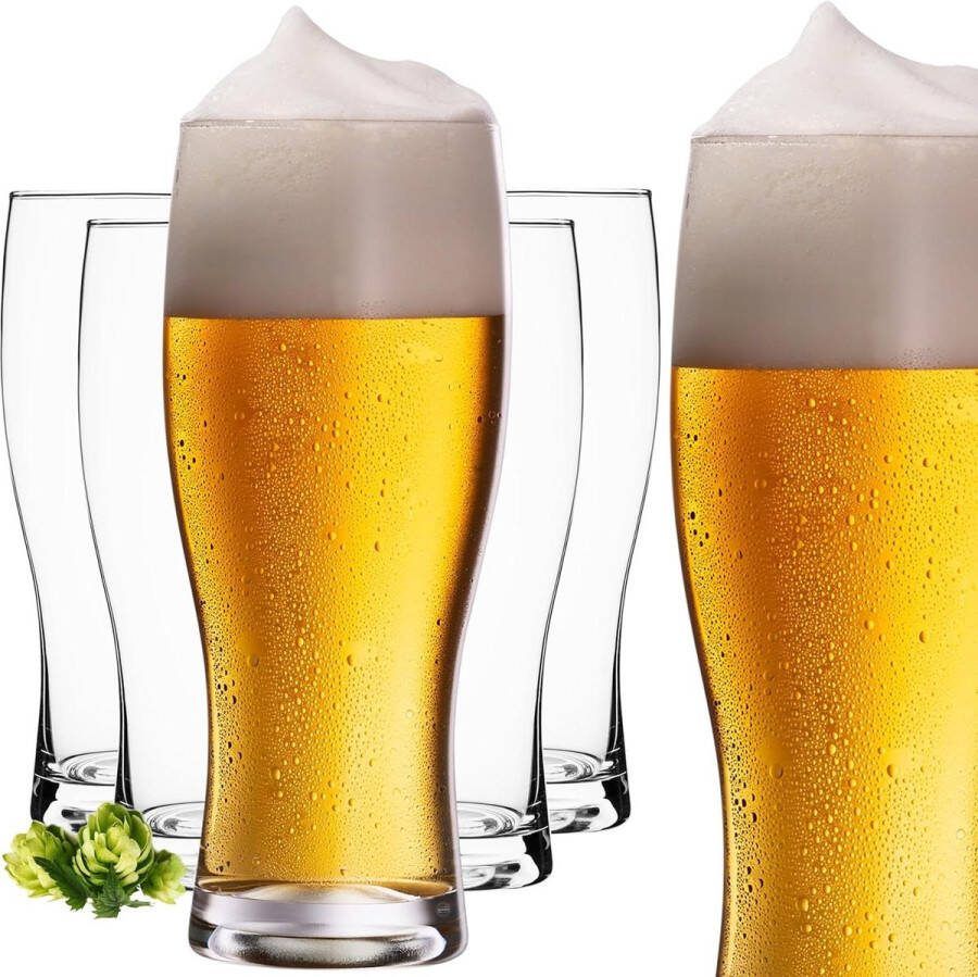 500 ml 640 ml Bierglazen van Glas Set van 6 Hoog Tarweglazen Bierglas 05 L met Biernoedels