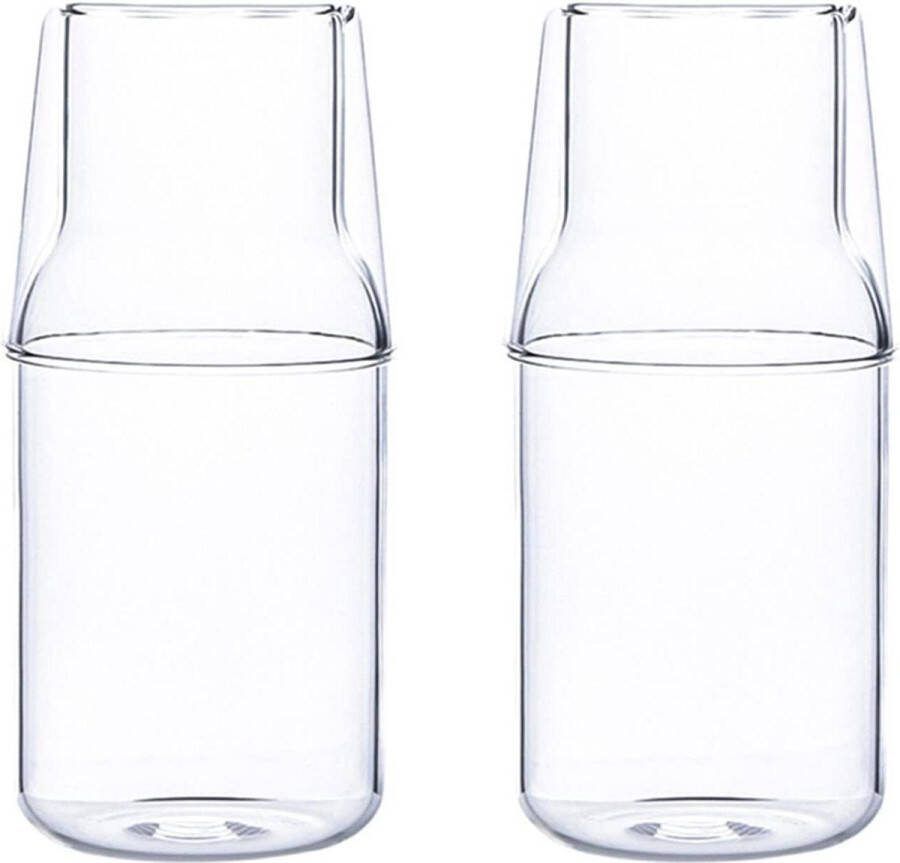 500 ml Nachtkastje Waterkaraf Set met Tumbler Glas voor Slaapkamer Helder Glas Sap Waterkruik Nachtwater Karaf met Cup Set Thuiskantoor Transparant