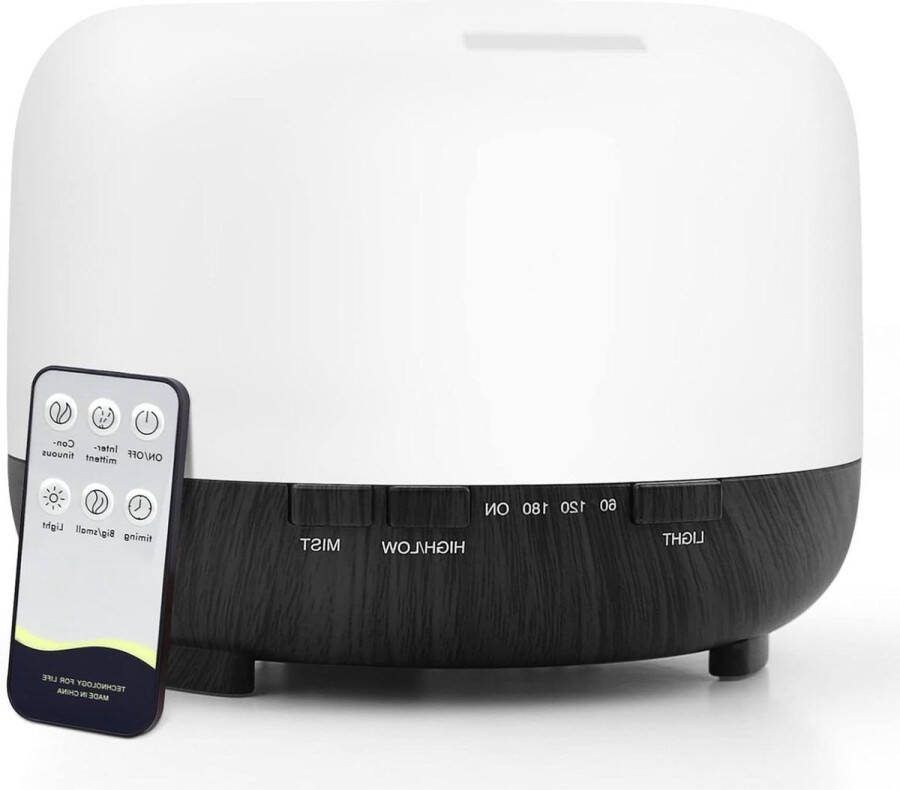 500 ml Ultrasone Aroma Etherische Oliën Diffuser Koele Mist Luchtbevochtiger met Afstandsbediening Aromatherapie Luchtbevochtiger voor Slaapkamer en Kantoor