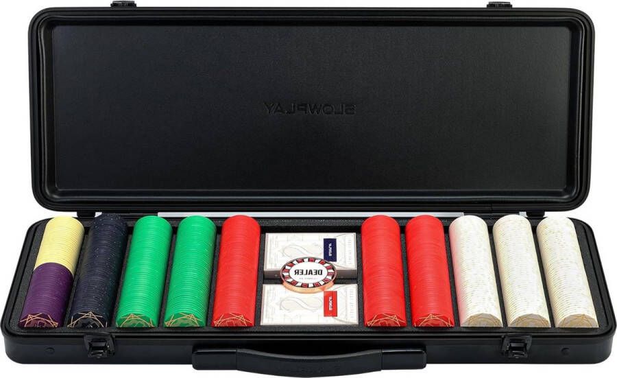 500-stuks Nash keramische pokerchips set met waarde voor Texas Holdem incl. pokerkoffer pokerkaarten en dealerknop Pokerset