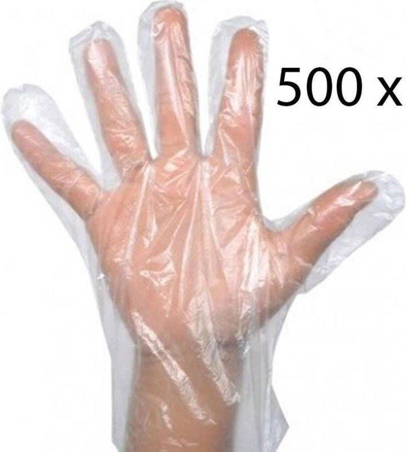 500 Stuks Plastic Wegwerp Handschoenen Voordeelverpakking Wegwerp Transparante plastic wegwerphandschoenen Large 5 x 100st Voordeelverpakking