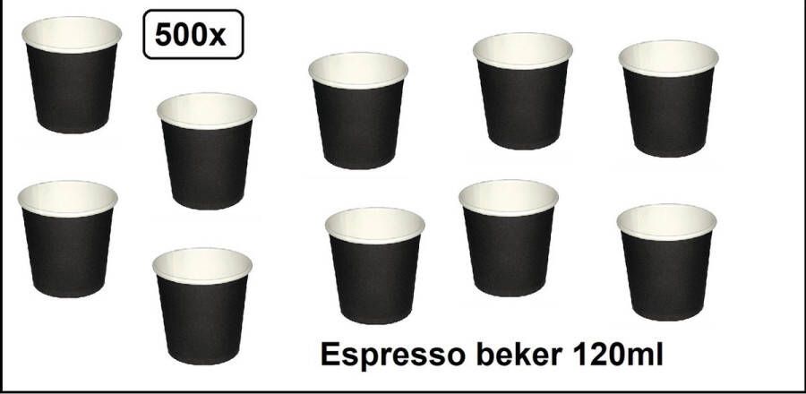 500x Koffiebeker karton zwart 120ml OP= OP Espresso Koffie thee chocomel soep drank water beker karton