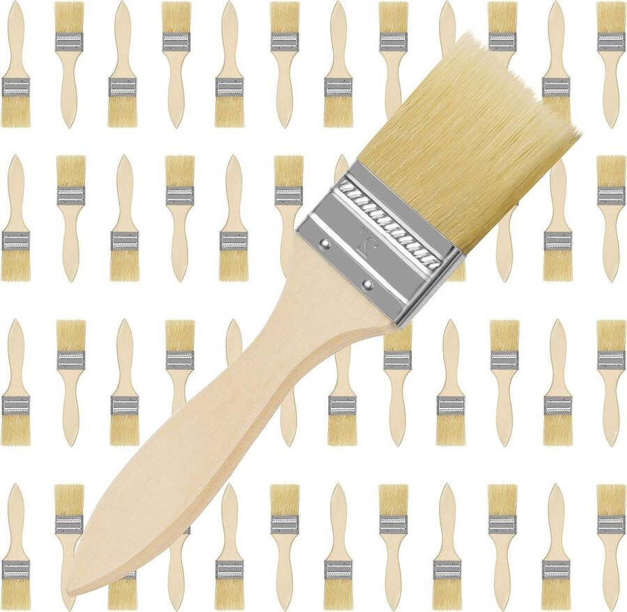 508 cm Professioneel Houten Handvat Verfkwasten Set 48 Pak voor Verf Stainen Vernissen Verlijmen Huis DIY