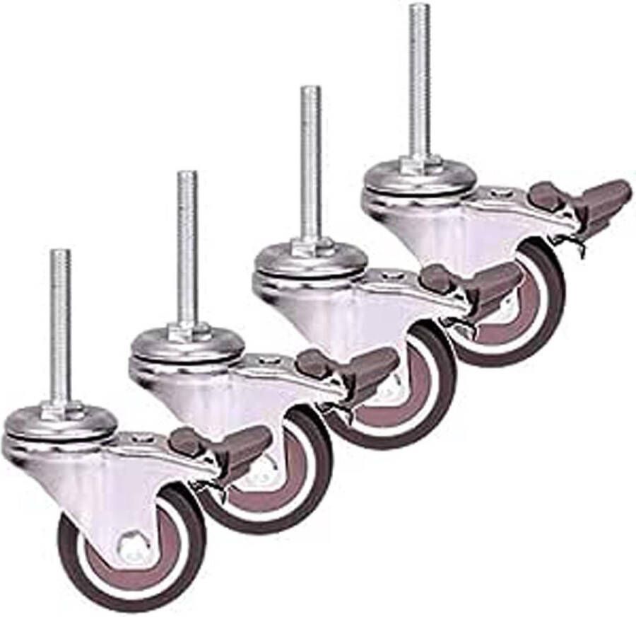 50mm draadmeubels zwenkwielen stille Universele draaibare zware rubber met rem Babybed Wijnkar 200KG 4PCS heavy duty wheel