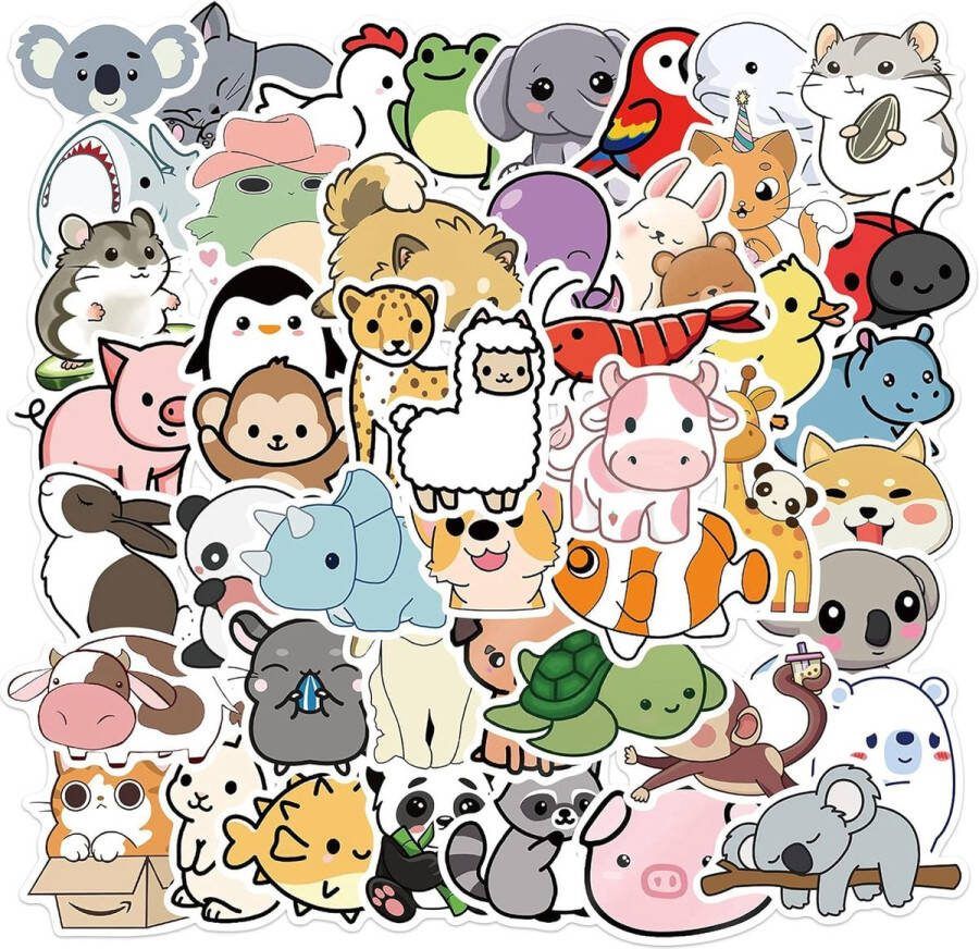 50stuks Schattige Dieren Stickers Dieren stickers Stickerpakket Dieren Stickerpakket Leuke stickers Decoratieve Stickers